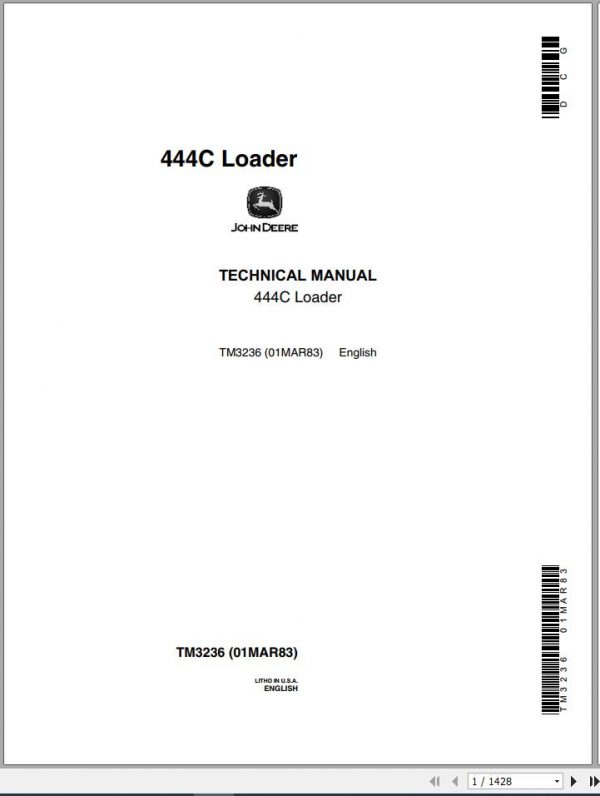 John Deere Loaders 44C Technical Manual TM3236 1