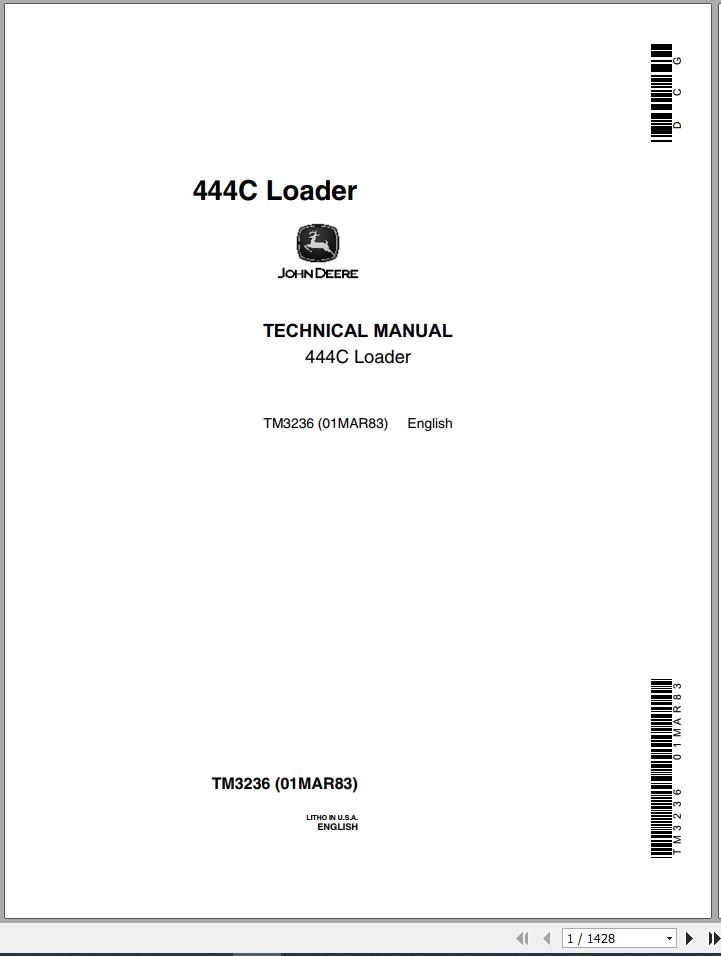 John Deere Loaders 44C Technical Manual TM3236 1