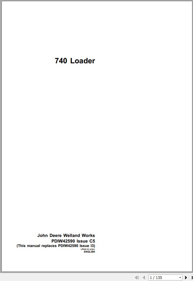 John Deere Loaders 740 Technical Manual PDIW42590 C5 1