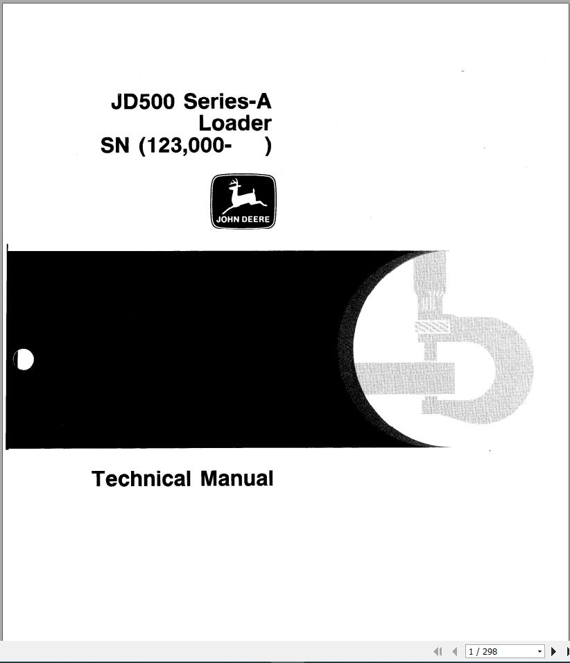 John Deere Loaders JD500 Series A SN 123000 Technical Manual TM1025 1