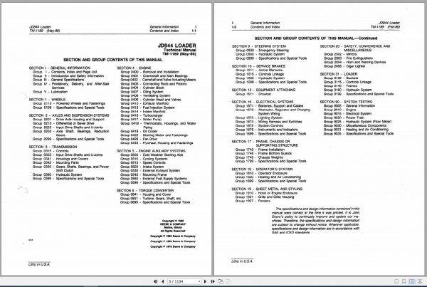John Deere Loaders JD844 Technical Manual TM1189 2