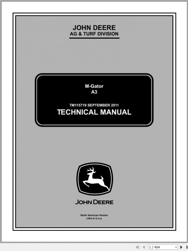 John Deere M Gator A3 Technical Manual TM115719 1