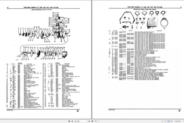 John Deere Model A Tractor 410000 476999 Models AR AO Tractors 250000 271999 Parts Catalog PC674 2