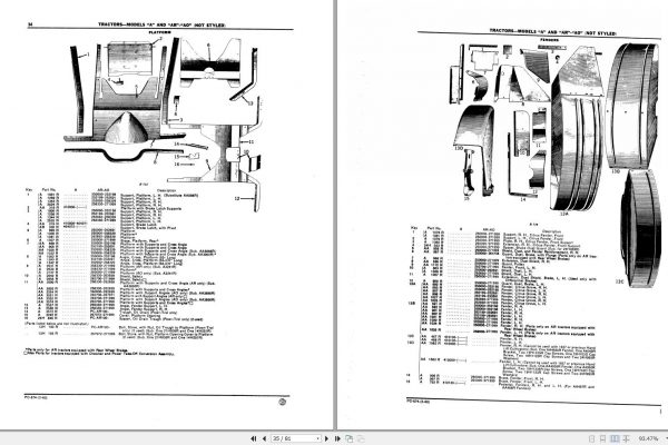 John Deere Model A Tractor 410000 476999 Models AR AO Tractors 250000 271999 Parts Catalog PC674 3