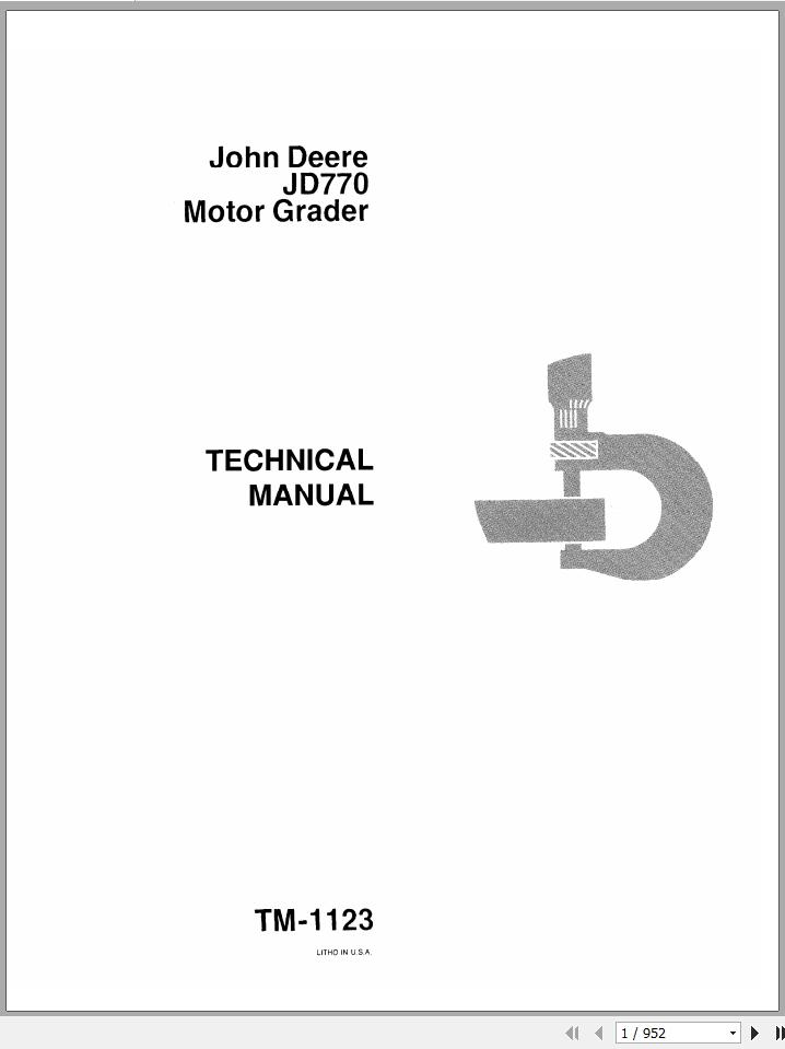 John Deere Motor Grader JD770 Technical Manual TM1123 1