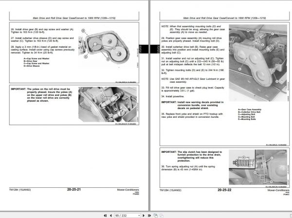 John Deere Mower Conditioner 1207 1209 1217 1219 Technical Manual TM1284 2