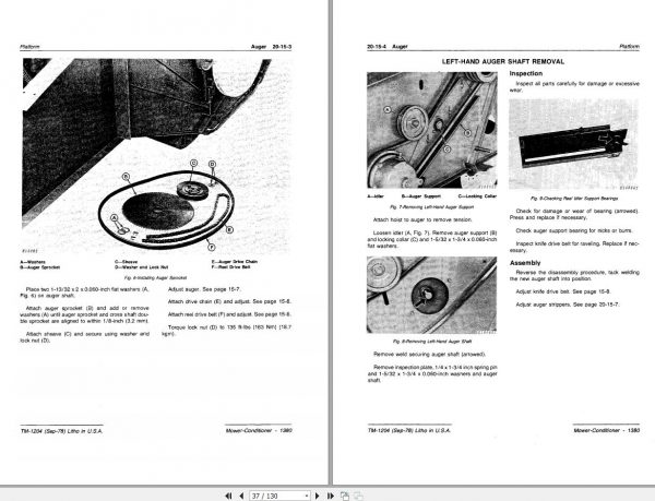 John Deere Mower Conditioner 1380 Technical Manual TM12042
