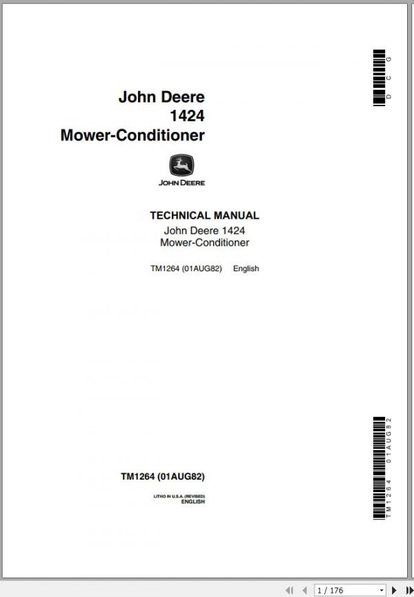John Deere Mower Conditioner 1424 Technical Manual TM1264 1