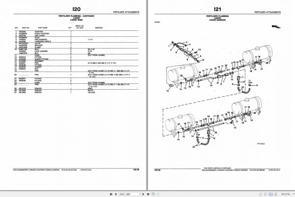 John Deere Planter 6 Wide 8 Narrow 7200 Maxemerge 2 Drawn Parts Catalog PC2145 29FEB88 3