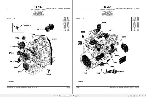 John Deere Powertech M 4.5L OEM Engine 4045TF280 Parts Catalog PC9723 2009 2