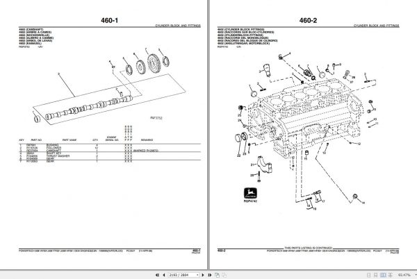 John Deere Powertech OEM Engines ESN 199999 6081AF001 HF001 TF001 Parts Catalog PC2527 2008 3