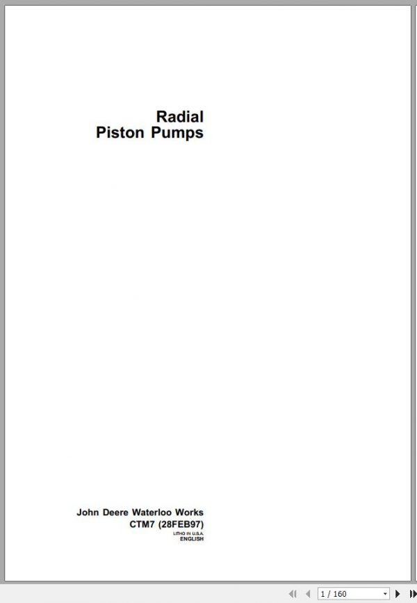 John Deere Radial Piston Pumps Operation Test Manual CTM7 1997 1