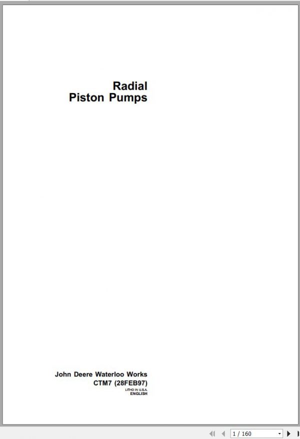 John Deere Radial Piston Pumps Technical Manual CTM7 1