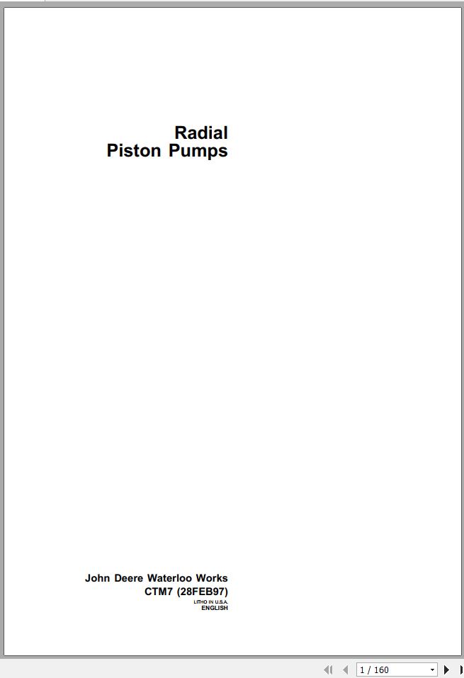 John Deere Radial Piston Pumps Technical Manual CTM7 1