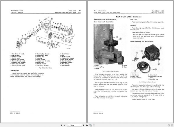 John Deere Round Baler 500 Technical Manual TM1140 2
