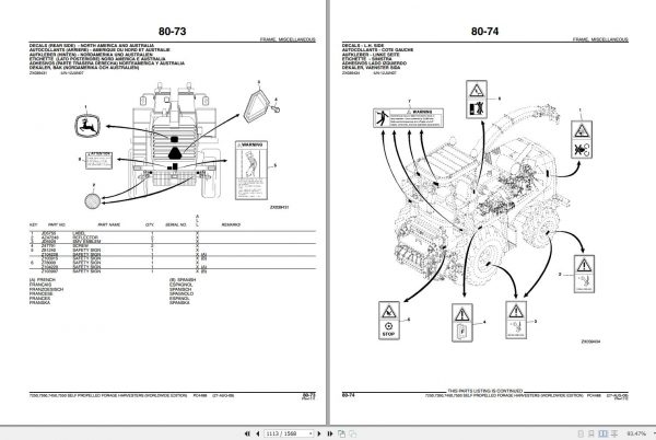 John Deere SPFH 7250 7350 7450 7550 Parts Catalog PC4488 2008 3
