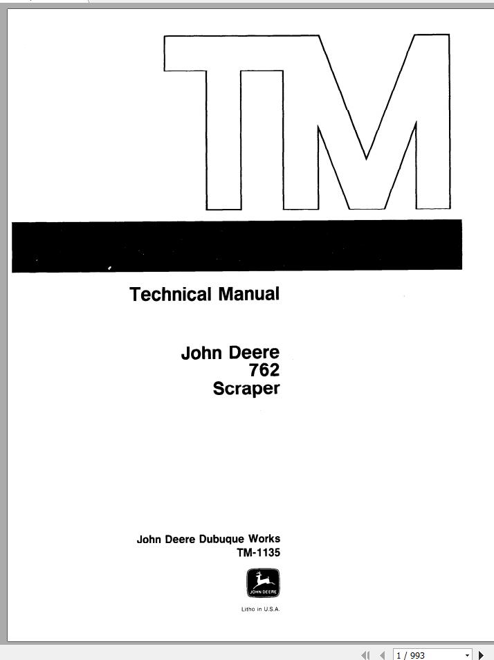 John Deere Scrapers 762 Technical Manual TM1135 1