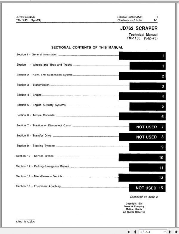 John Deere Scrapers 762 Technical Manual TM1135 2