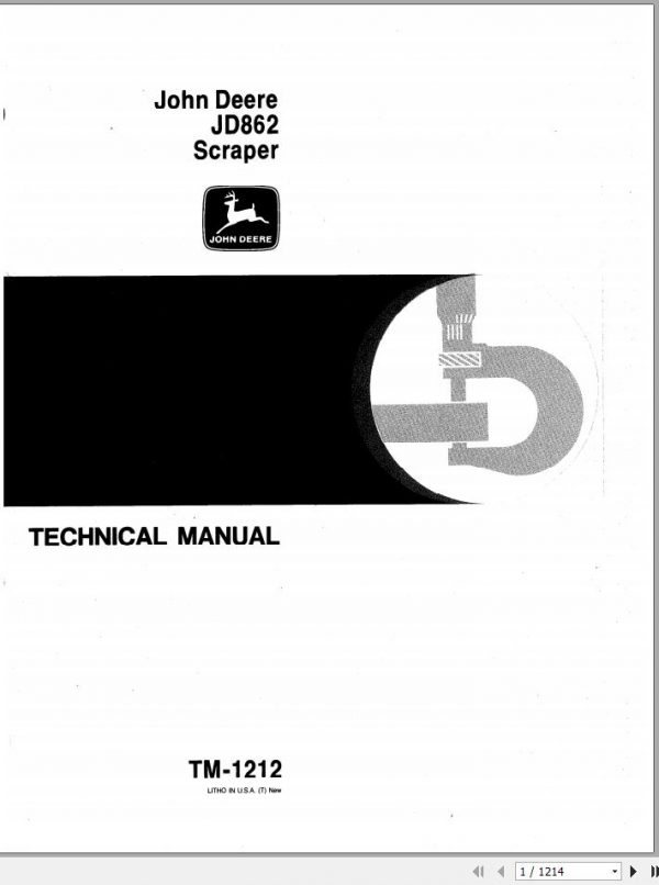 John Deere Scrapers JD862 Technical Manual TM1212 1