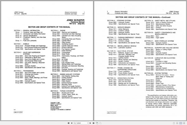 John Deere Scrapers JD862 Technical Manual TM1212 2