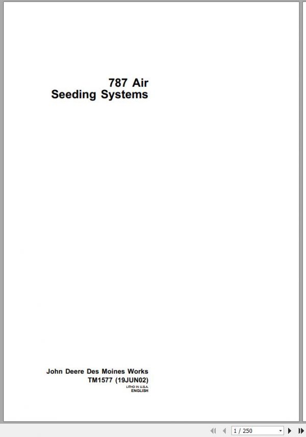 John Deere Seeding Systems Air 787 Technical Manual TM1577 1