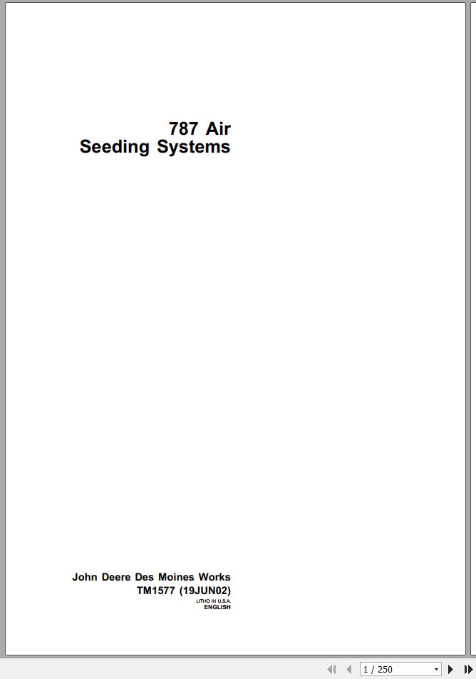 John Deere Seeding Systems Air 787 Technical Manual TM1577 1
