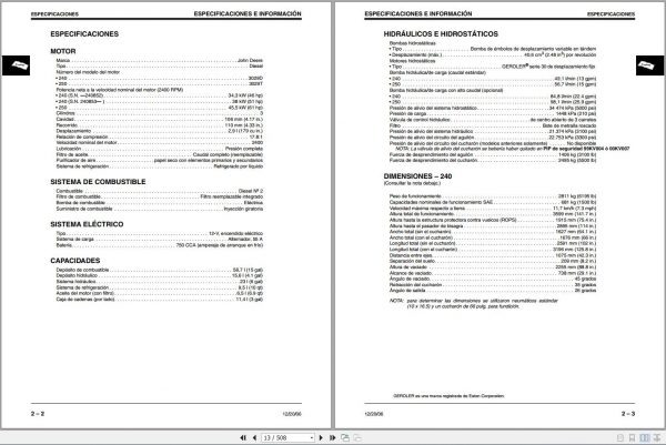 John Deere Skid Steer Loader 240 250 Technical Manual TM2954 PT 2