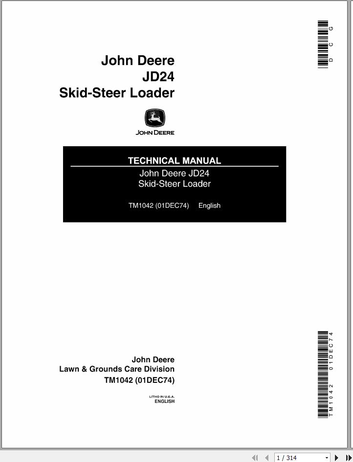 John Deere Skid Steer Loader JD24 Technical Manual TM1042 1