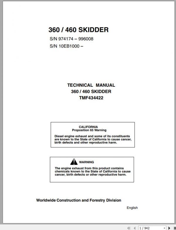 John Deere Skidders 360 460 Technical Manual TMF434422 1
