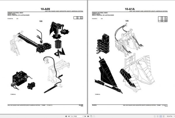 John Deere Sugarcane Harvester 3520 3522 Parts Catalog PC9808 2011 2