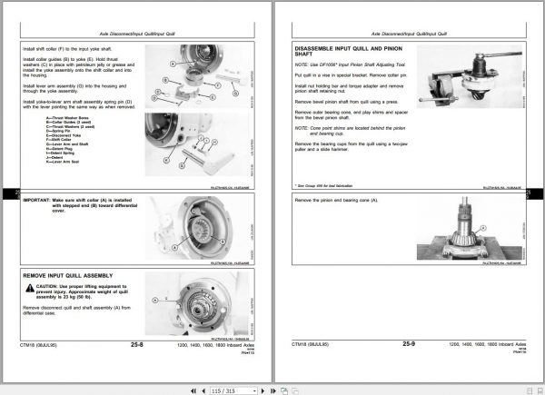 John Deere Teamate Inboard Planetary Axles 1200 1400 1600 1800 Technical Manual CTM18 2