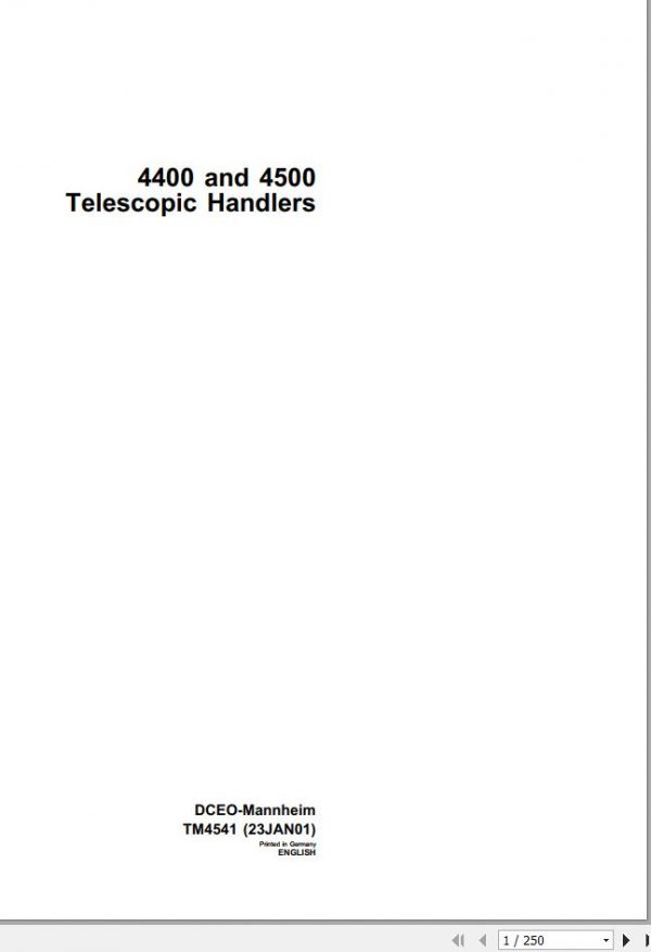 John Deere Telescopic Handlers 4400 4500 Technical Manual TM4541 1