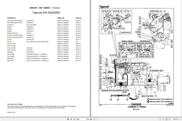 John Deere Tigercat Skidder 635 Parts Catalog 6350101 6350499 2003 2