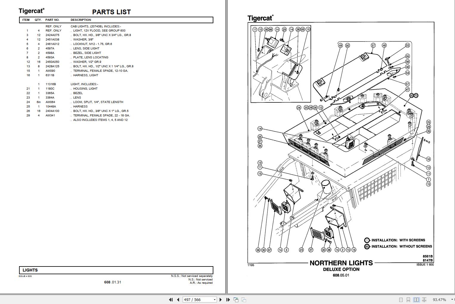 John Deere Tigercat Skidder 635 Parts Catalog 6350101 6350499 2003