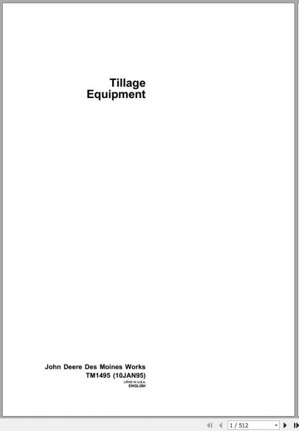 John Deere Tillage Equipment Technical Manual TM1495 1