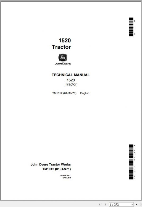 John Deere Tractor 1520 Technical Manual TM1012 1