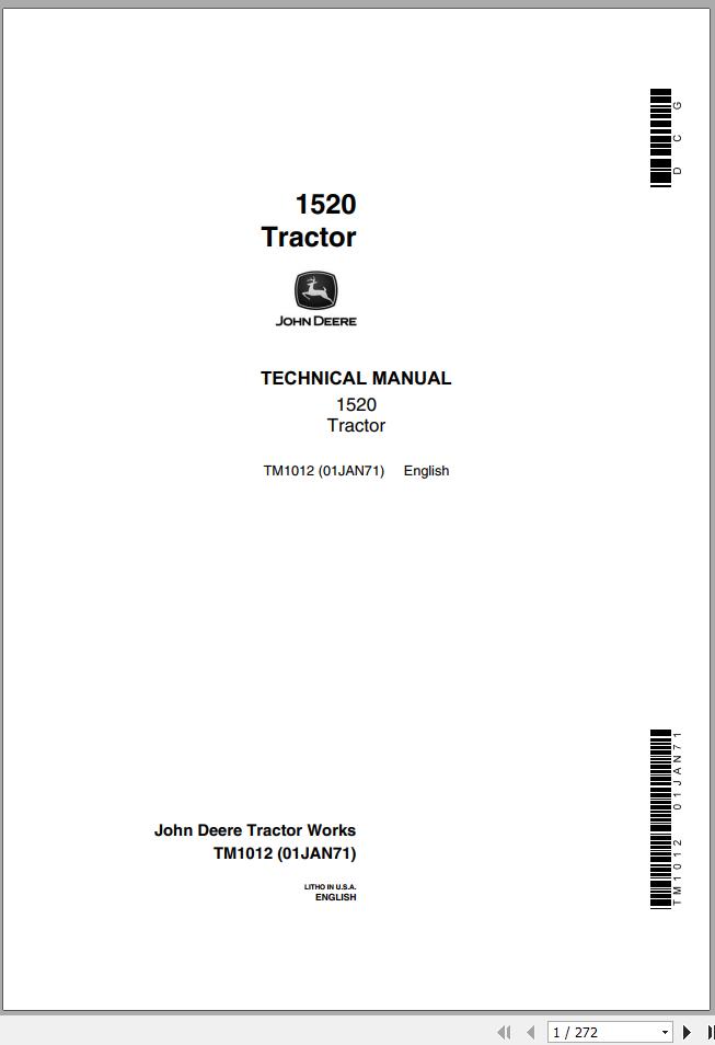 John Deere Tractor 1520 Technical Manual TM1012 1