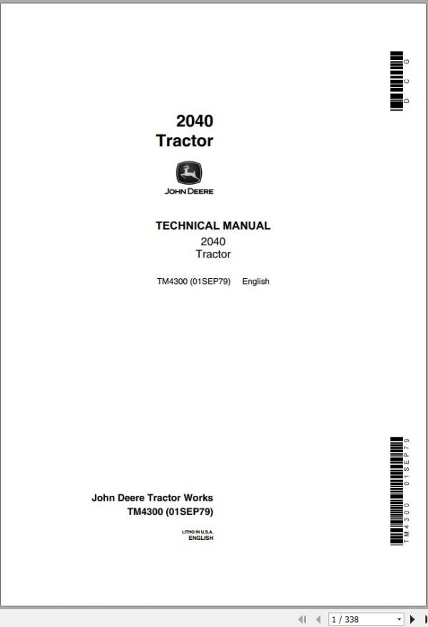 John Deere Tractor 2040 Technical Manual TM4300 1