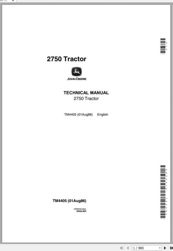 John Deere Tractor 2750 Technical Manual TM4405 1