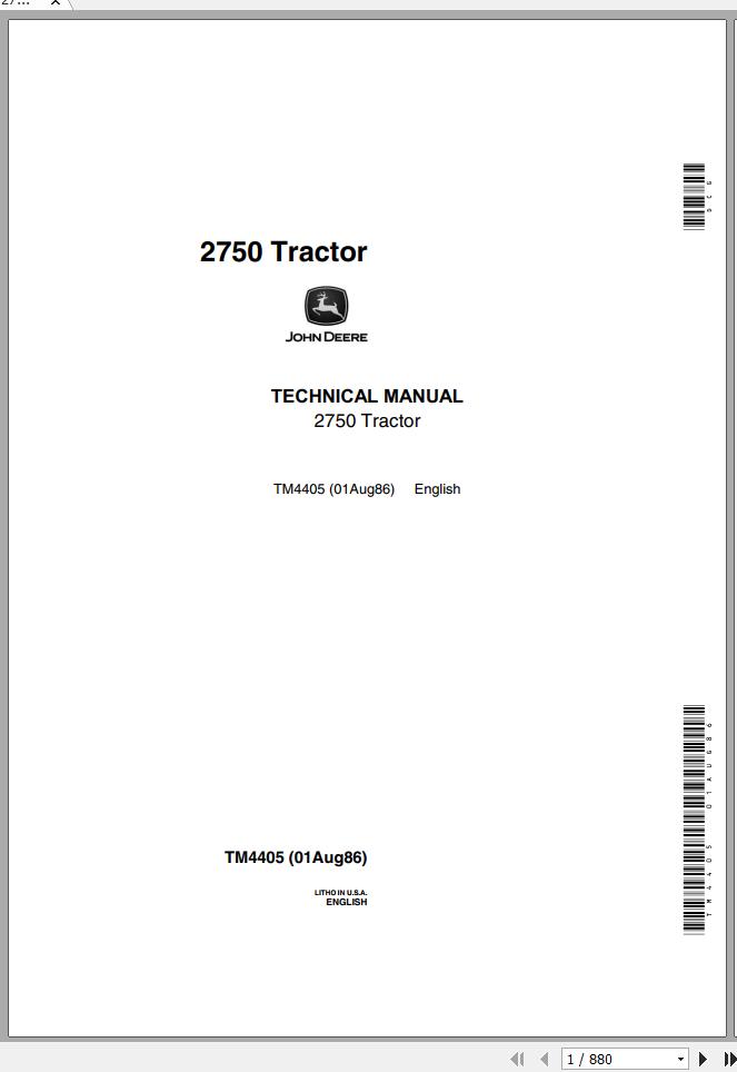 John Deere Tractor 2750 Technical Manual TM4405 1