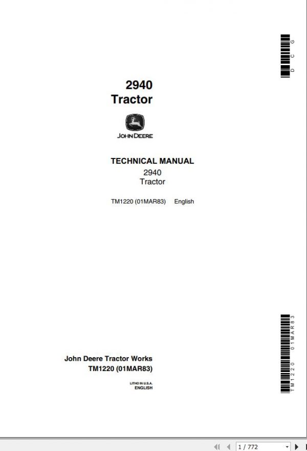 John Deere Tractor 2940 Technical Manual TM1220 1
