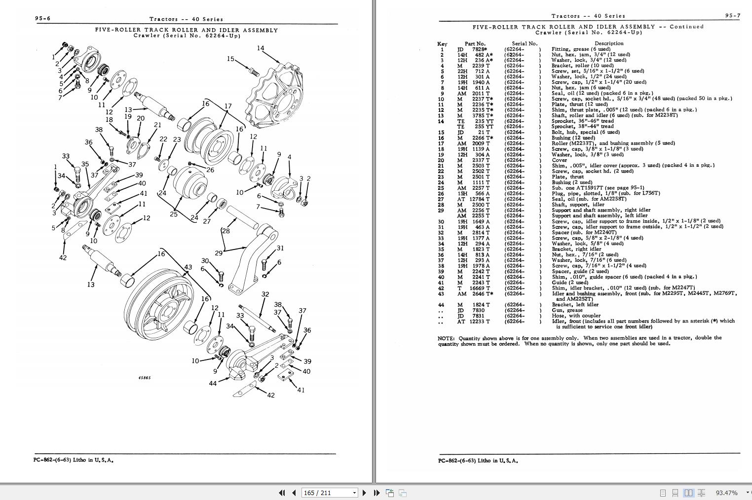 John Deere Tractor 40 Series Parts Catalog PC862