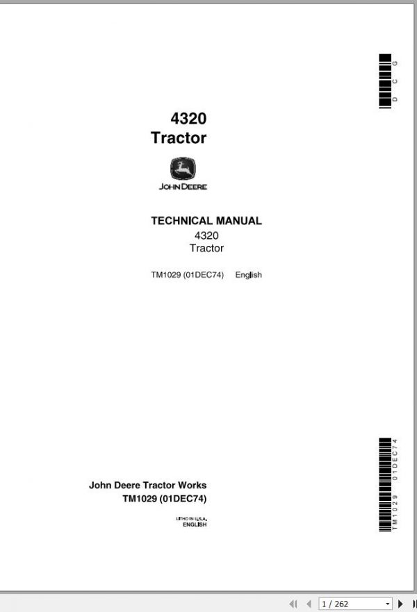 John Deere Tractor 4320 Technical Manual TM1029 1