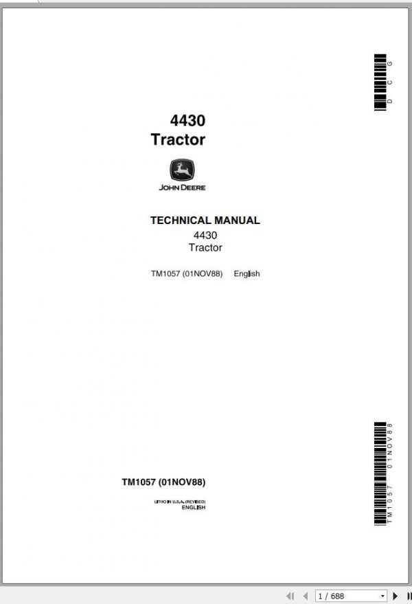 John Deere Tractor 4430 Technical Manual TM1057 1