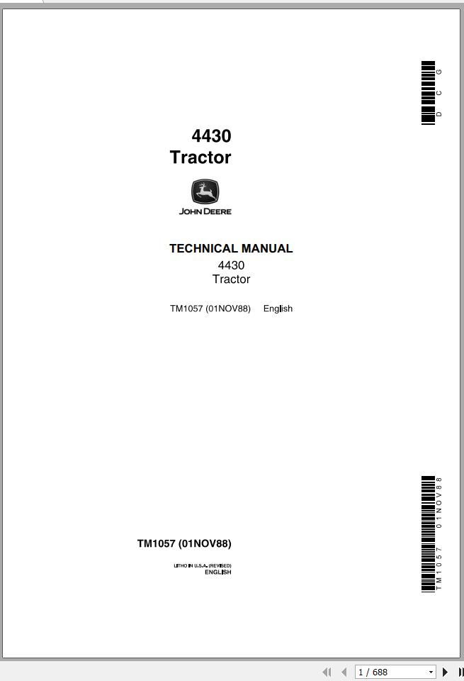 John Deere Tractor 4430 Technical Manual TM1057 1