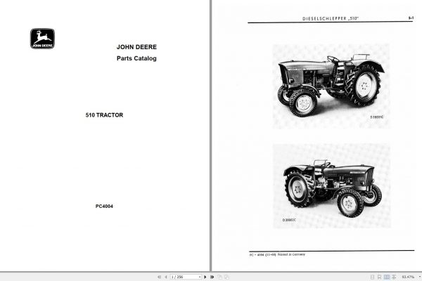 John Deere Tractor 510 Parts Catalog PC4004 1