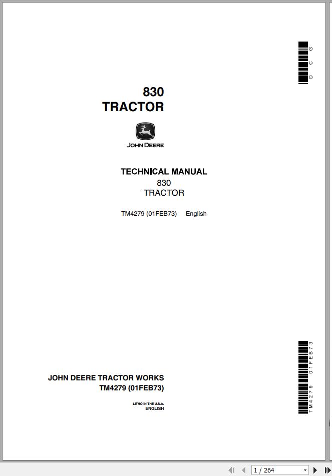 John Deere Tractor 830 Technical Manual TM4279 1
