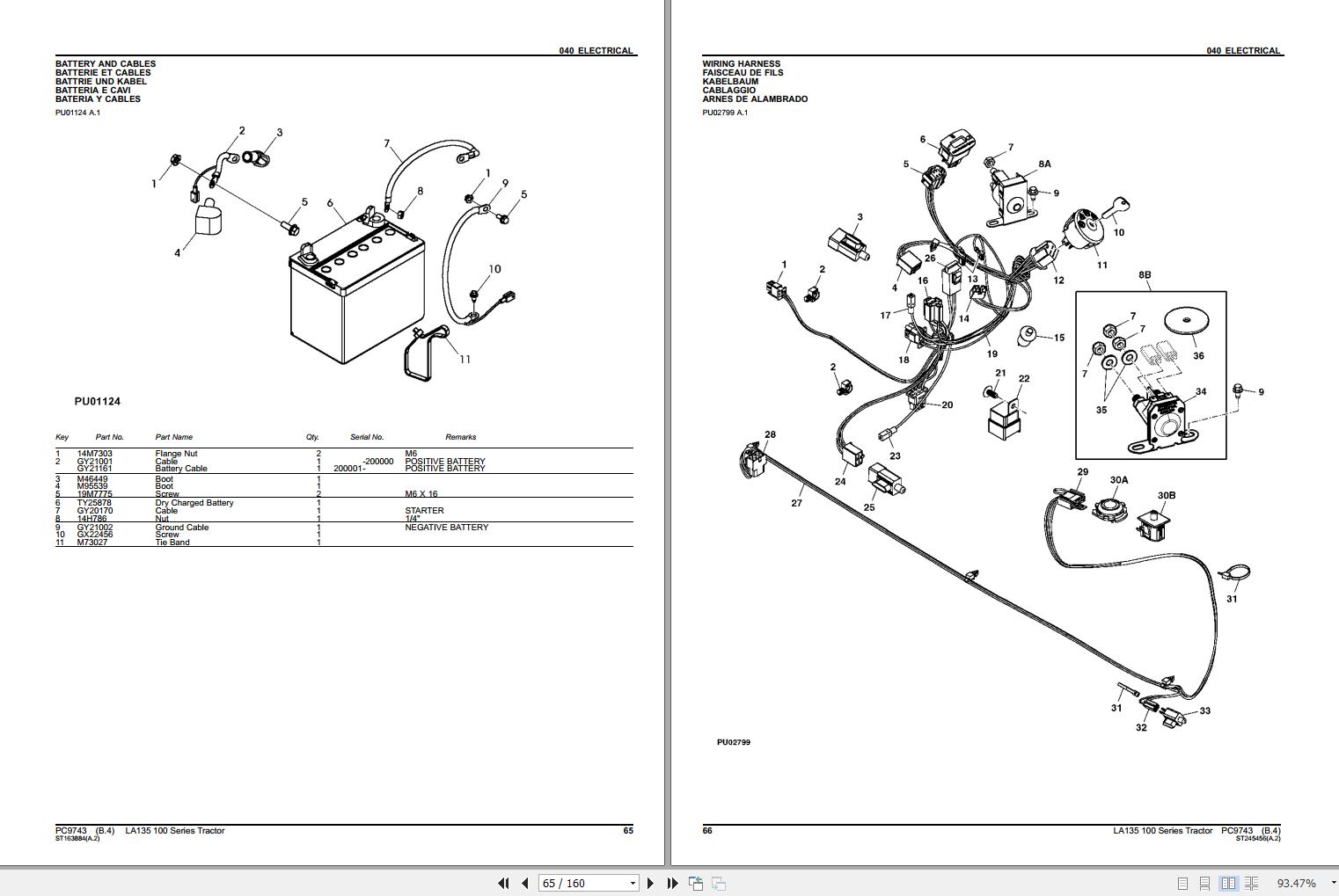 John Deere Tractor LA135 100 Series Parts Catalog PC9743 2012