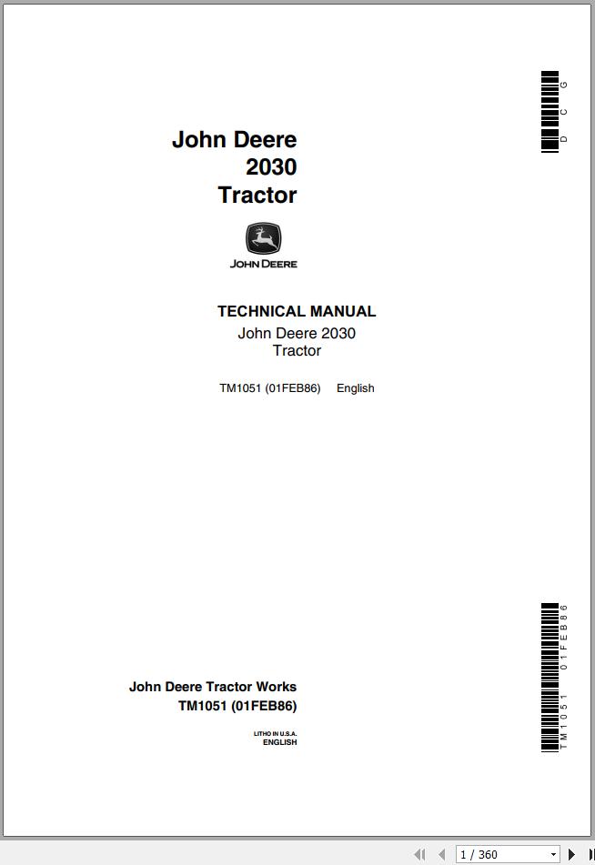 John Deere Tractors 2030 Technical Manual TM1051 1