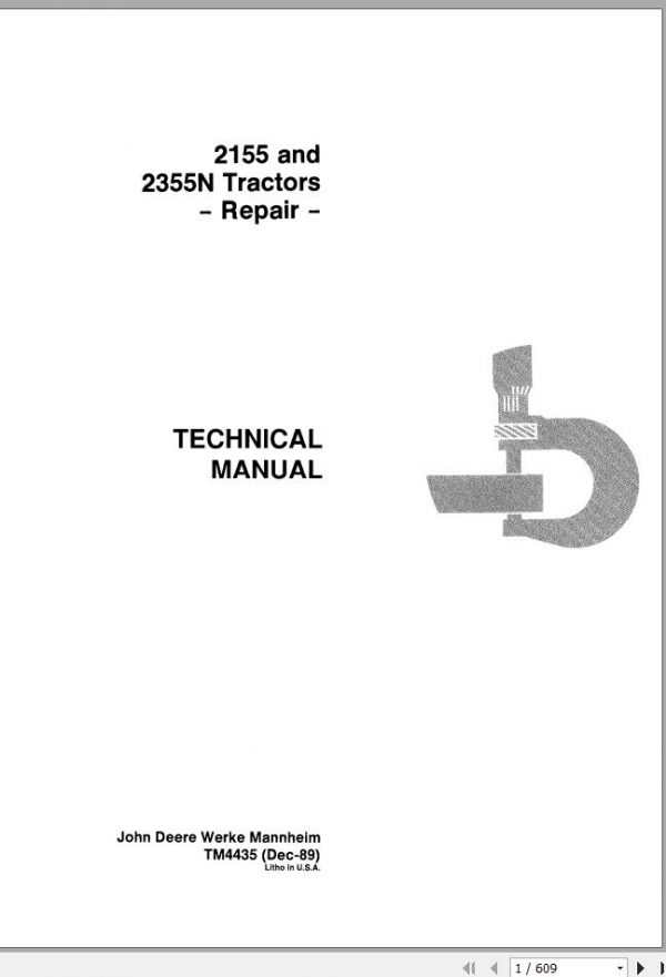 John Deere Tractors 2155 2355N Repair Technical Manual TM4435 1